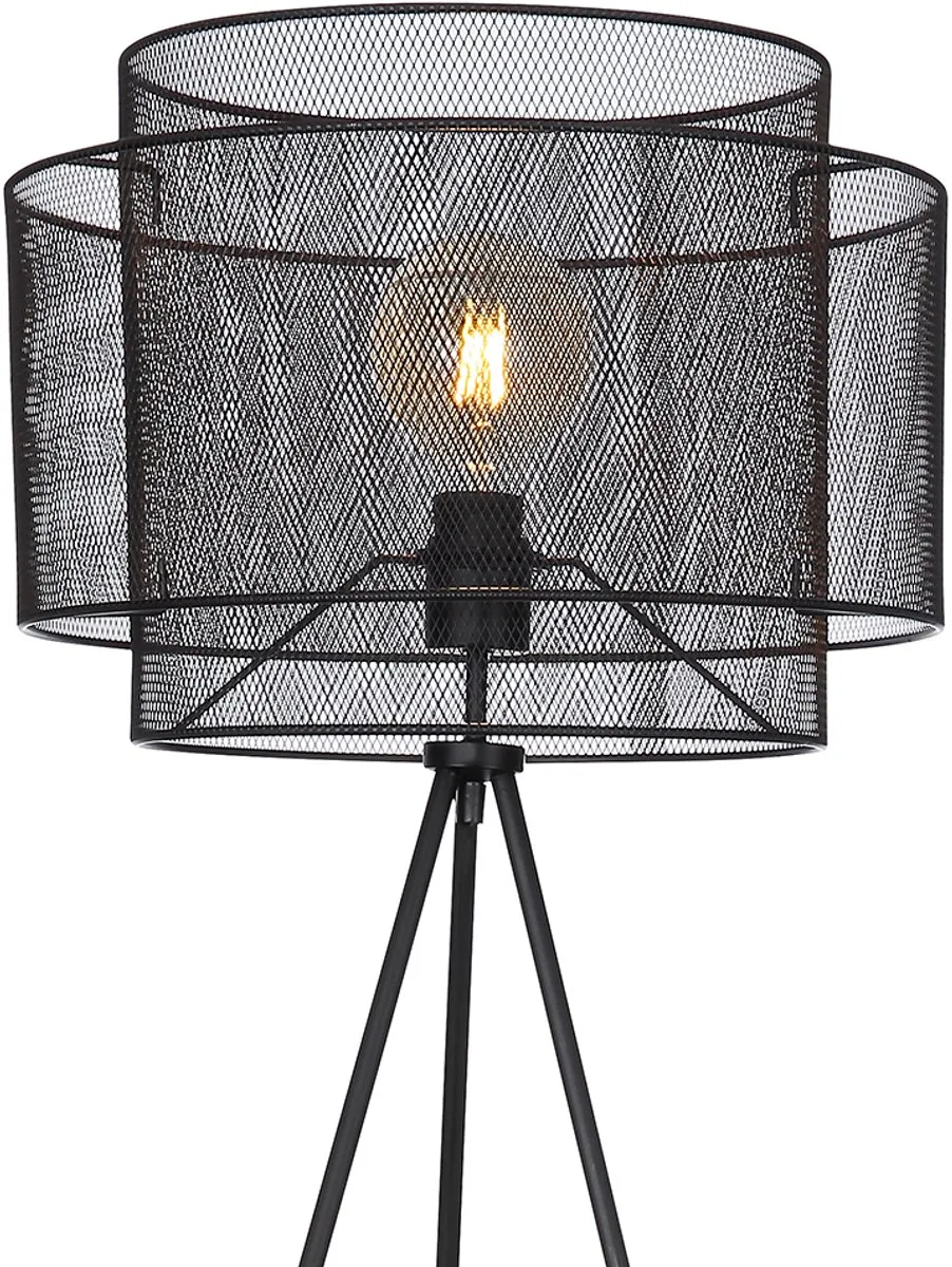 Staande lamp Driepootlamp metaal Vloerlamp Plafondlamp rond Cage woonkamer, metaal, fitting 1x E27, DxH 60x150 cm fra Globo i Sort – produktbillede