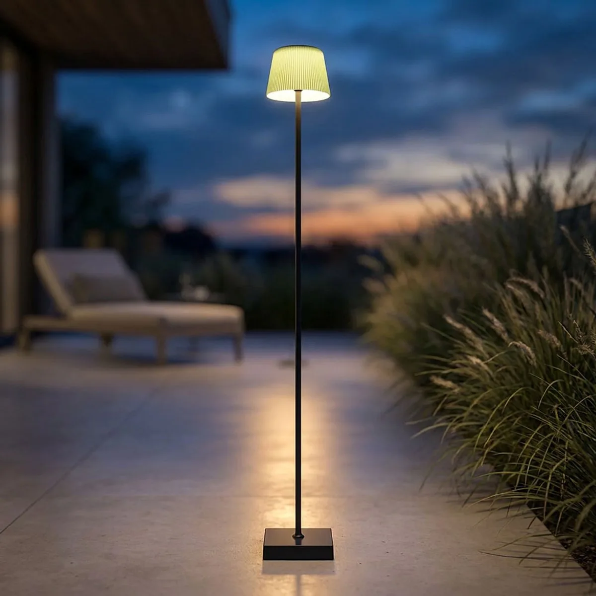 Staande lamp vloerlamp bijzetlamp buitenlamp met touchdimmer, metaal kunststof groen oplaadbare batterij CCT USB, LED 4W 155Lm 3000K, 4000K, 5000K, H 120 cm de Globo en Noir – photo produit