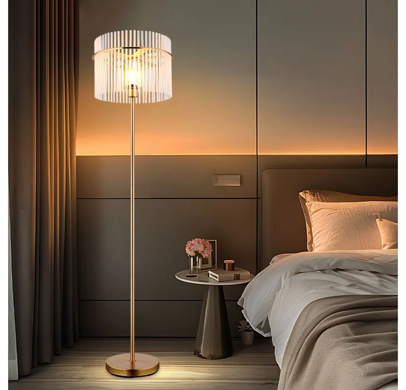 Stehlampe, Leuchtmittel inklusive, Warmweiß, LED Stehlampe Wohnzimmerleuchte Metall Gold Glasstäbe H 152 cm by Globo – product photo 4 of 5
