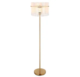 Stehlampe, Leuchtmittel inklusive, Warmweiß, LED Stehlampe Wohnzimmerleuchte Metall Gold Glasstäbe H 152 cm by Globo – product photo 2 of 5