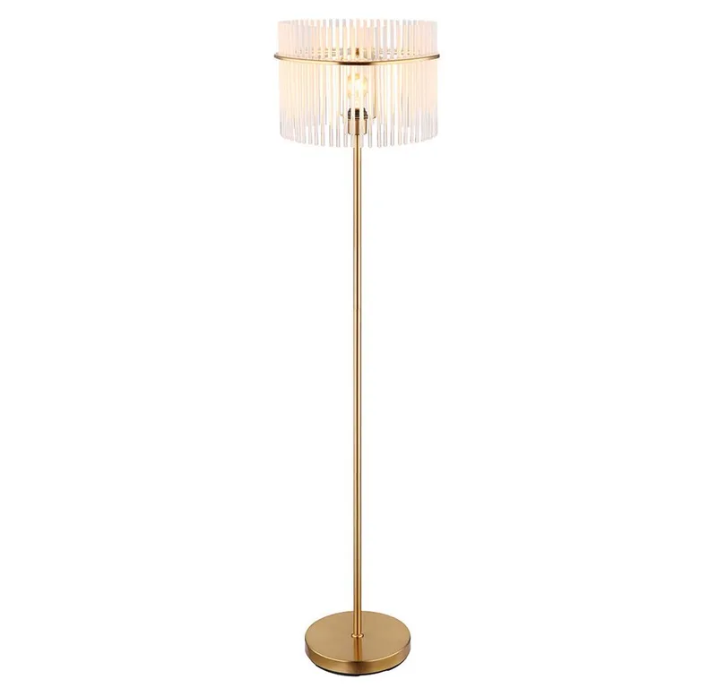 Stehlampe, Leuchtmittel inklusive, Warmweiß, LED Stehlampe Wohnzimmerleuchte Metall Gold Glasstäbe H 152 cm by Globo – product photo 2 of 5