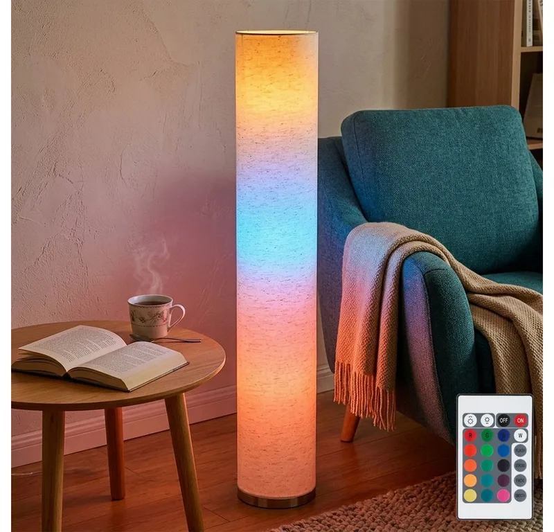 Stehlampe, Leuchtmittel inklusive, Warmweiß, Stehleuchte Säulenlampe Wohnzimmer modern 3 flammig Stehleuchte mit de Globo en Blanc – photo produit