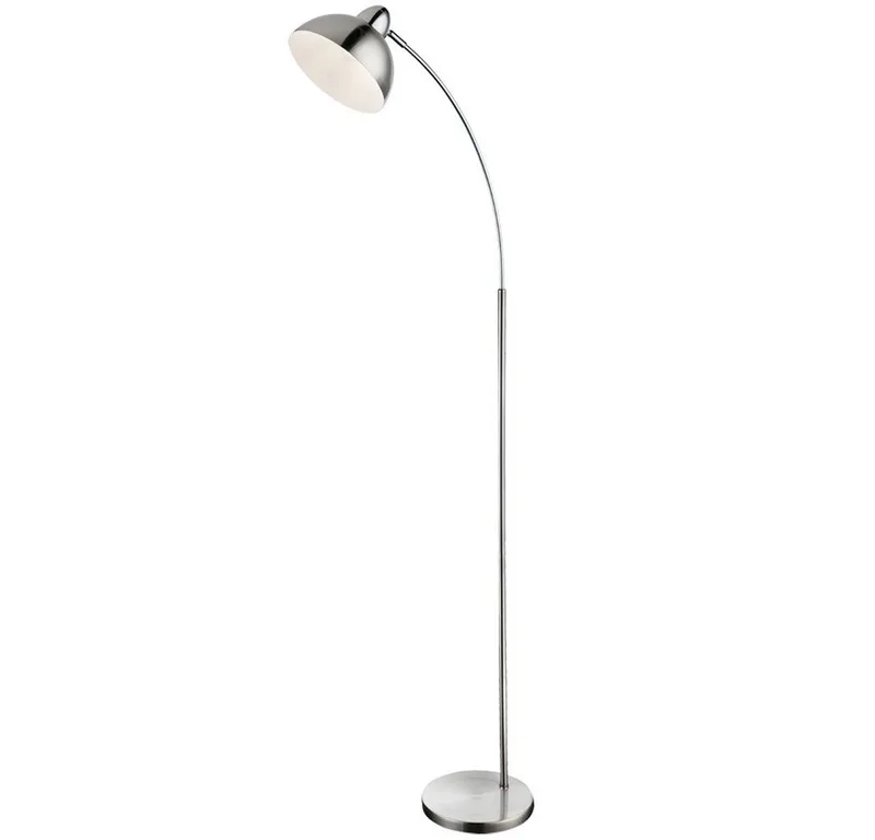 Stehlampe, Leuchtmittel nicht inklusive, Bogenstehleuchte chrom Stehlampe gebogen schwenkbar Standleuchte de Globo en Argent – photo produit