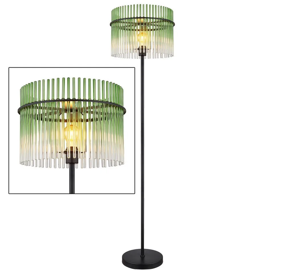 Stehlampe, Leuchtmittel nicht inklusive, Stehleuchte Standlampe Wohnzimmerleuchte Flurlampe Metall Glas H fra Globo i Grøn – produktbillede