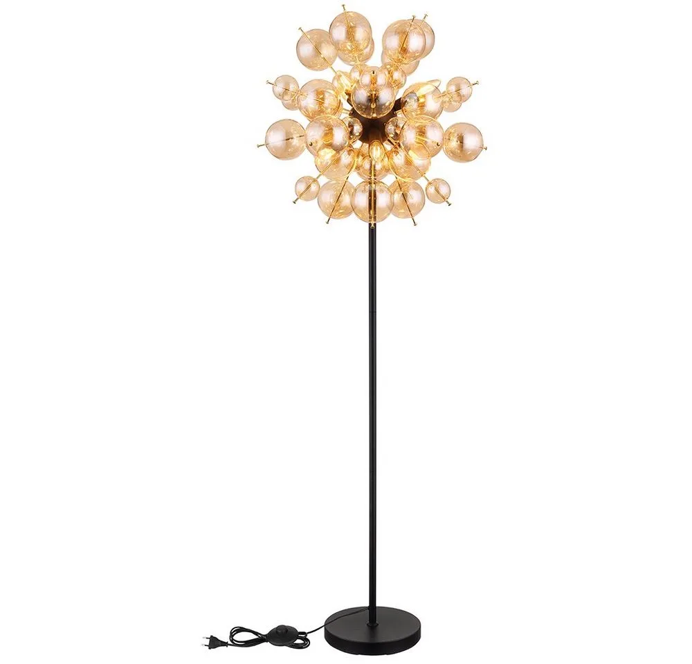 Stehlampe, Leuchtmittel nicht inklusive, Wohnzimmerleuchte Stehleuchte Standlampe Glaskugeln Gold de Globo – photo produit