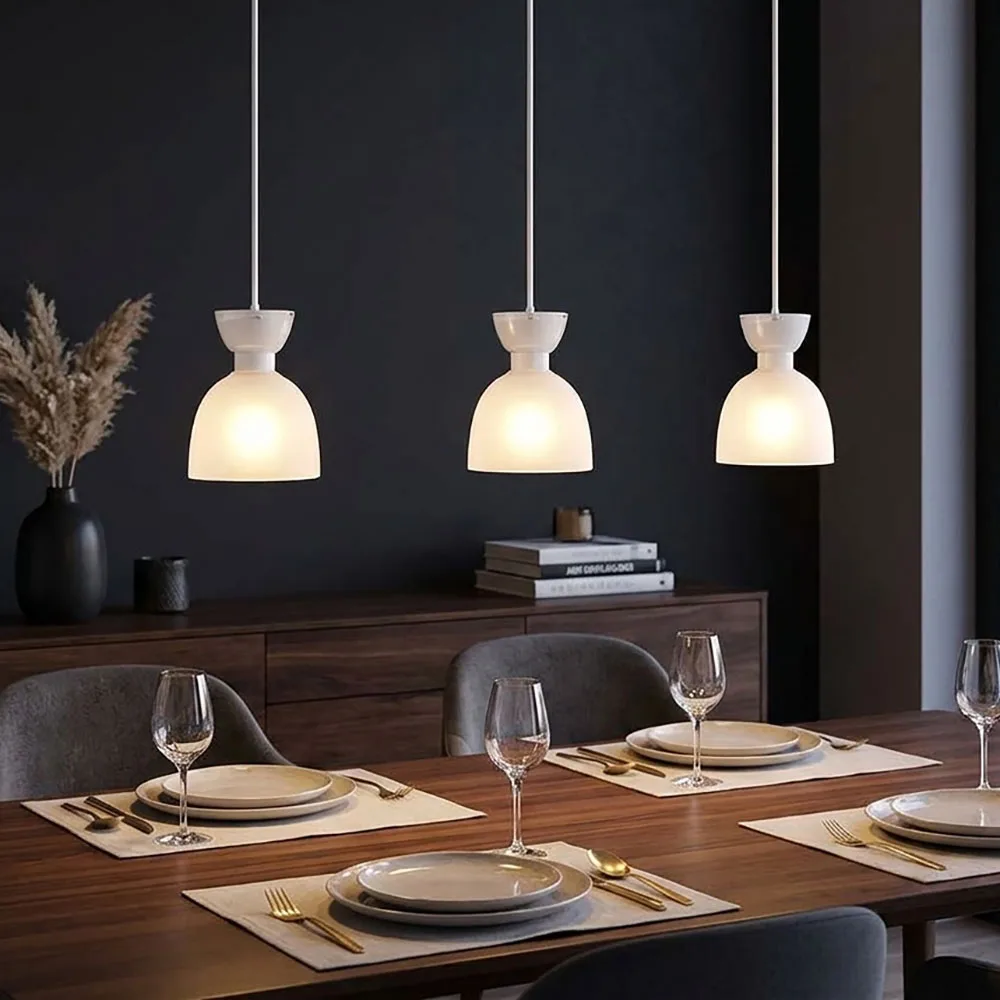 Suspension Led, Lampe De Salle À Manger À 3 Ampoules, Blanche, Verre Opale, H 120 Cm de Globo en Blanc – photo produit