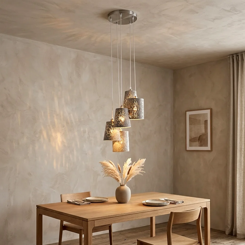 Suspension Led, Lampe De Salon À 5 Ampoules, Métal H 140 Cm de Globo en Argent – photo produit