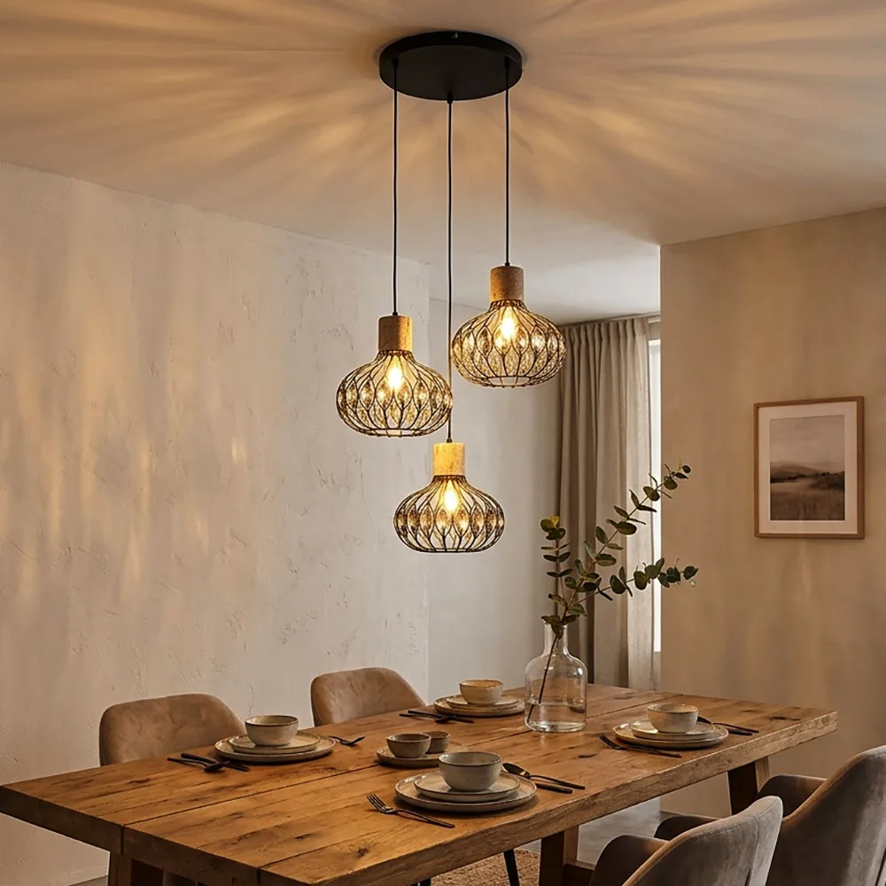 Suspension Led Pour Salle À Manger À 3 Ampoules, Métal Ø 47 Cm de Globo en Noir – photo produit