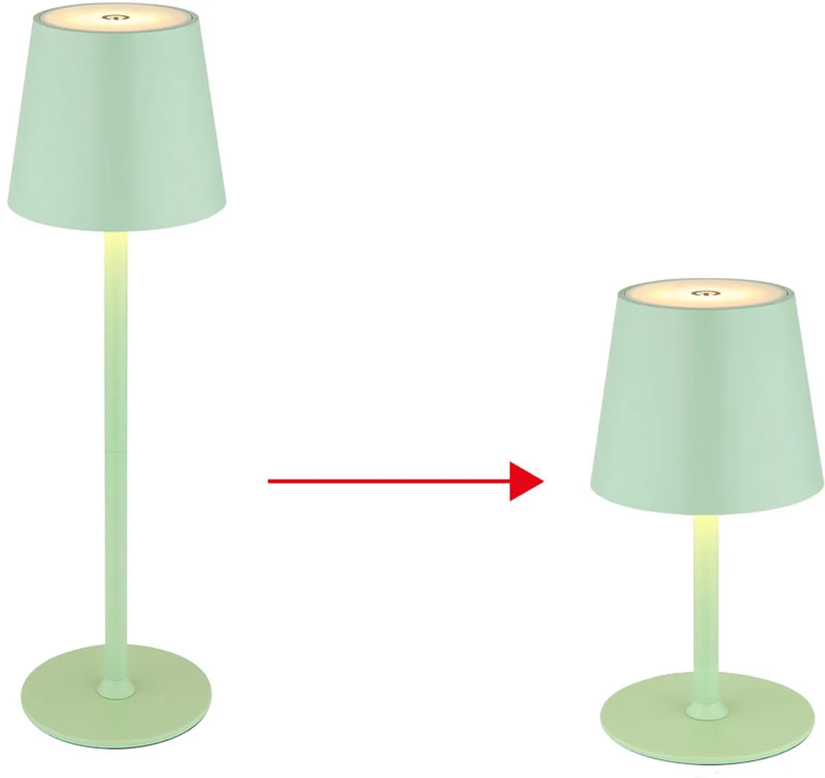 Tafellamp Buitenlamp Tuinlamp Zijlamp Patio lamp, metaal kunststof lichtgroen opaal, touchdimmer, LED 3W 130LM 3000K warm wit, H 36 cm de Globo en Vert – photo produit