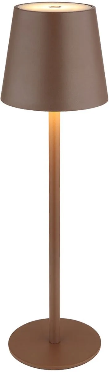 Tafellamp buitenverlichting dimbaar LED tafellamp oplaadbare USB tuinlamp, metaal kunststof opaal, 3W 130Lm warm wit, DxH 10,6x36 cm de Globo en Marron – photo produit
