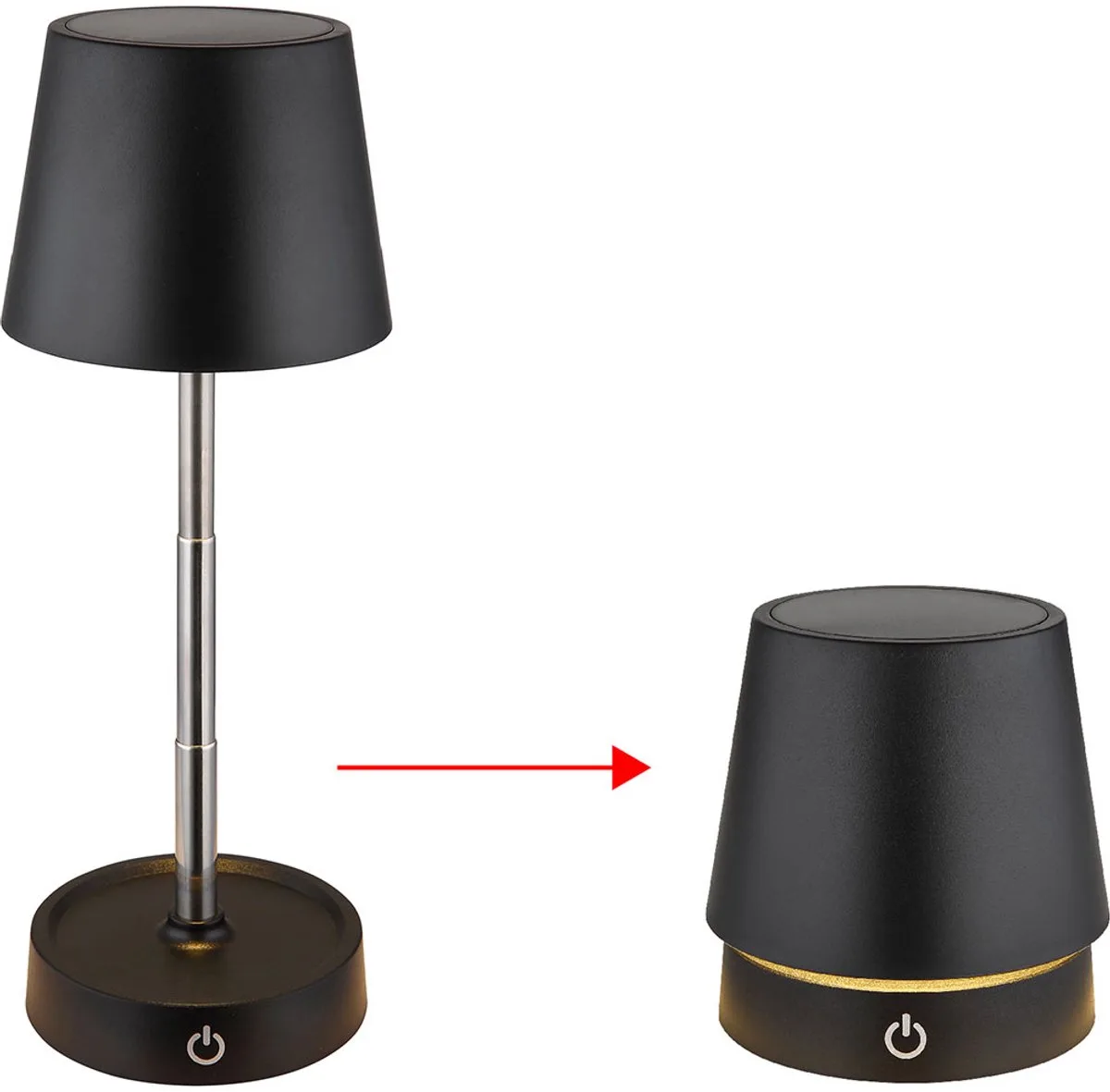 Tafellamp Bureaulamp LED tafellamp Dimbaar USB Touch Telescoop H 28 cm de Globo en Noir – photo produit