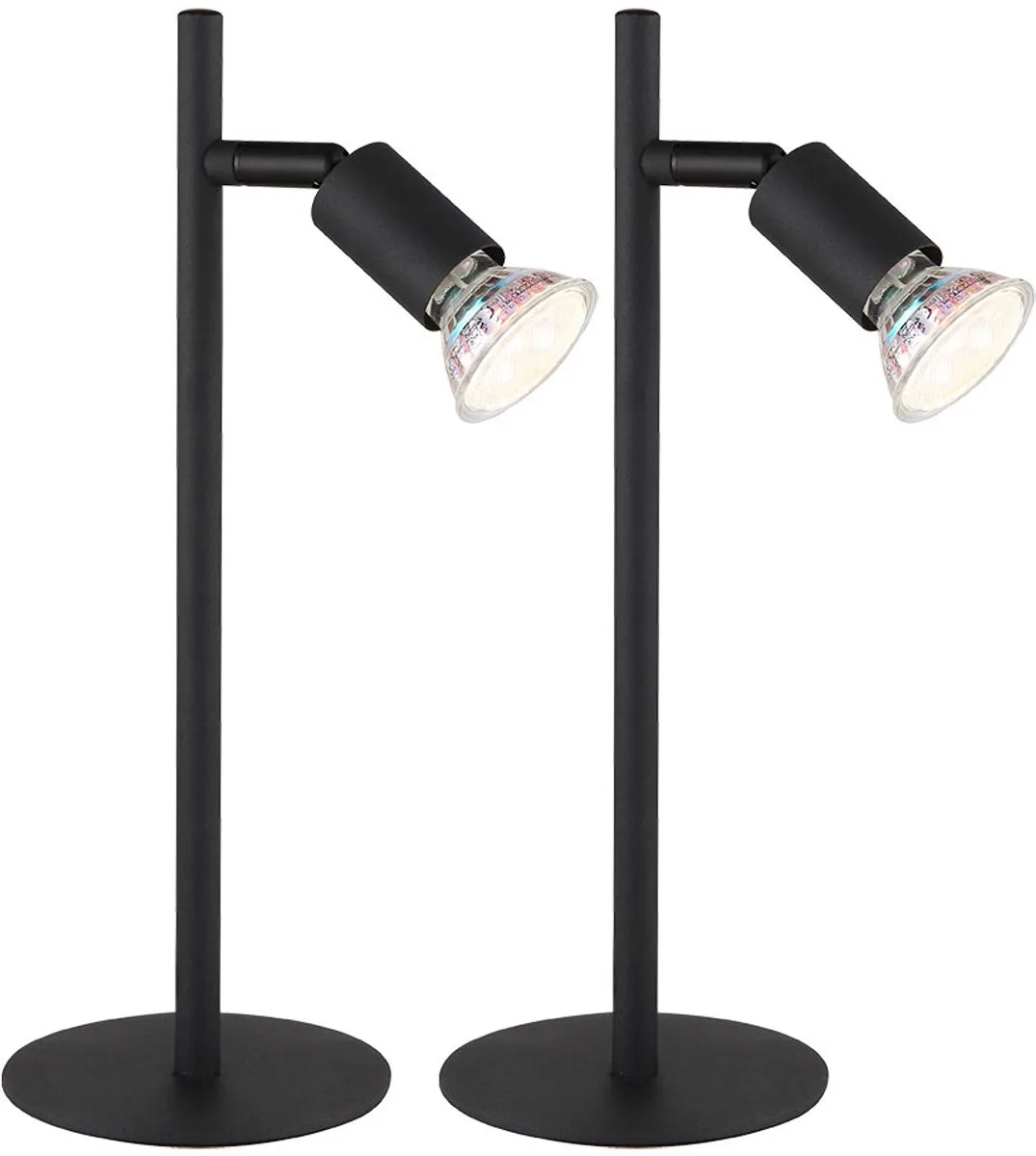 Tafellamp bureaulamp leeslamp bedlamp zwenkbare spot, metaal, GU10 fitting, LxBxH 14,5x11x30 cm, set van 2 de Globo en Noir – photo produit