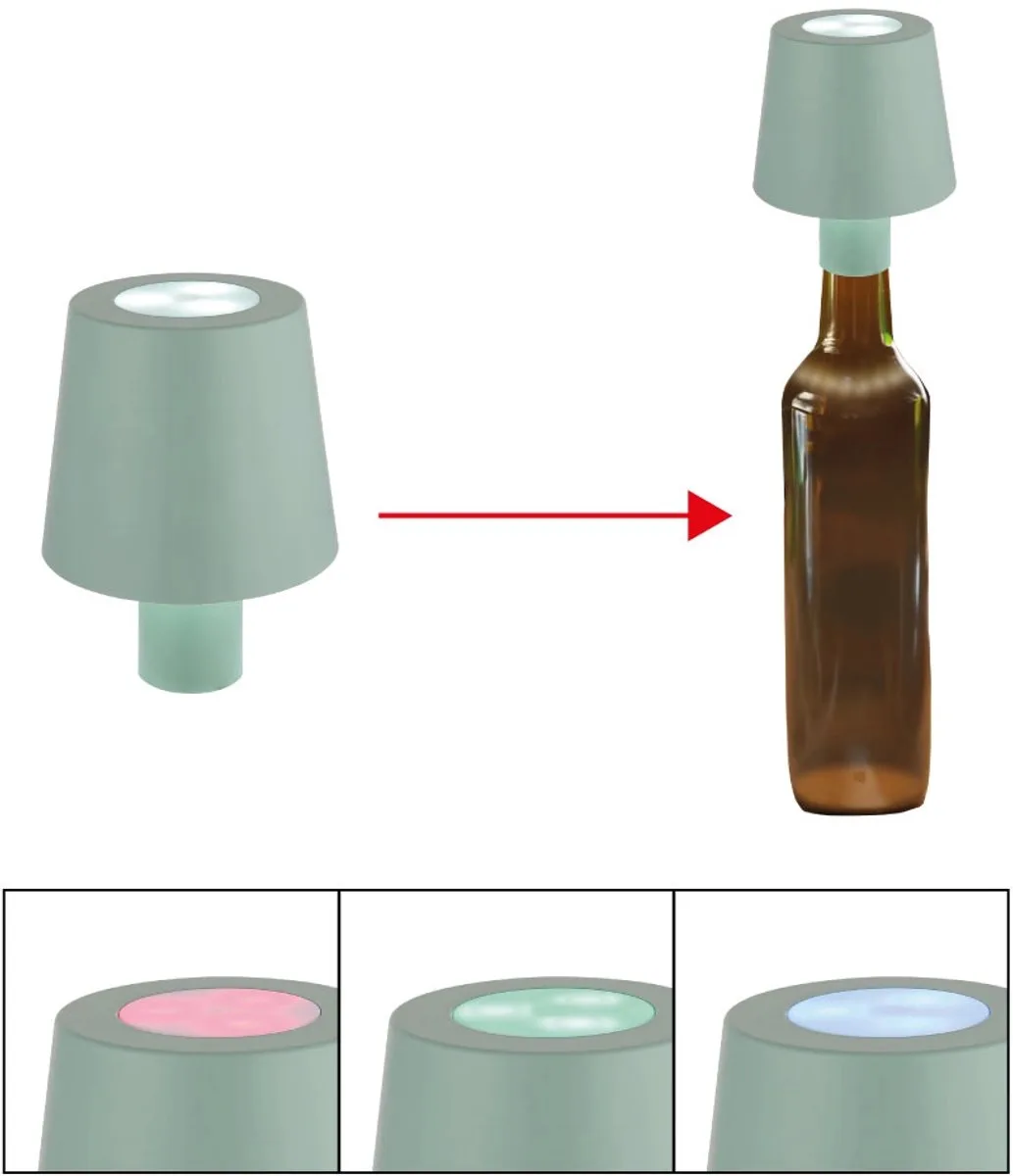 Tafellamp Flessenlamp LED decoratieve lamp Tafellamp Tuinlamp Buitenlamp Patio lamp, lichtgroen, 3W 130lm warm wit, DxH 10,6 x 13 cm de Globo en Vert – photo produit