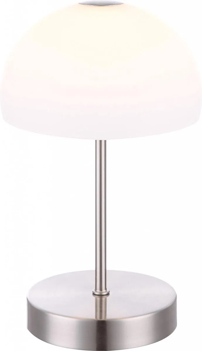 Tafellamp Globo Snowflake LED - Nikkel mat/Chroom - Albaster wit glas de Globo en Opaal – photo produit