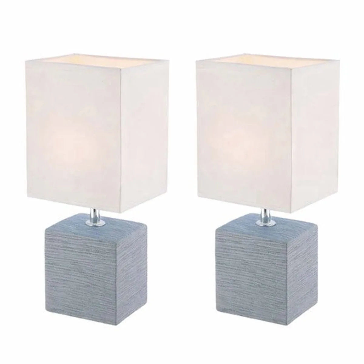 Tafellamp keramiek bedlampje textiel kap wit bijzetlamp modern, E14 fitting, LxBxH 13x11x29 cm, set van 2 von Globo in Grau – Produktfoto