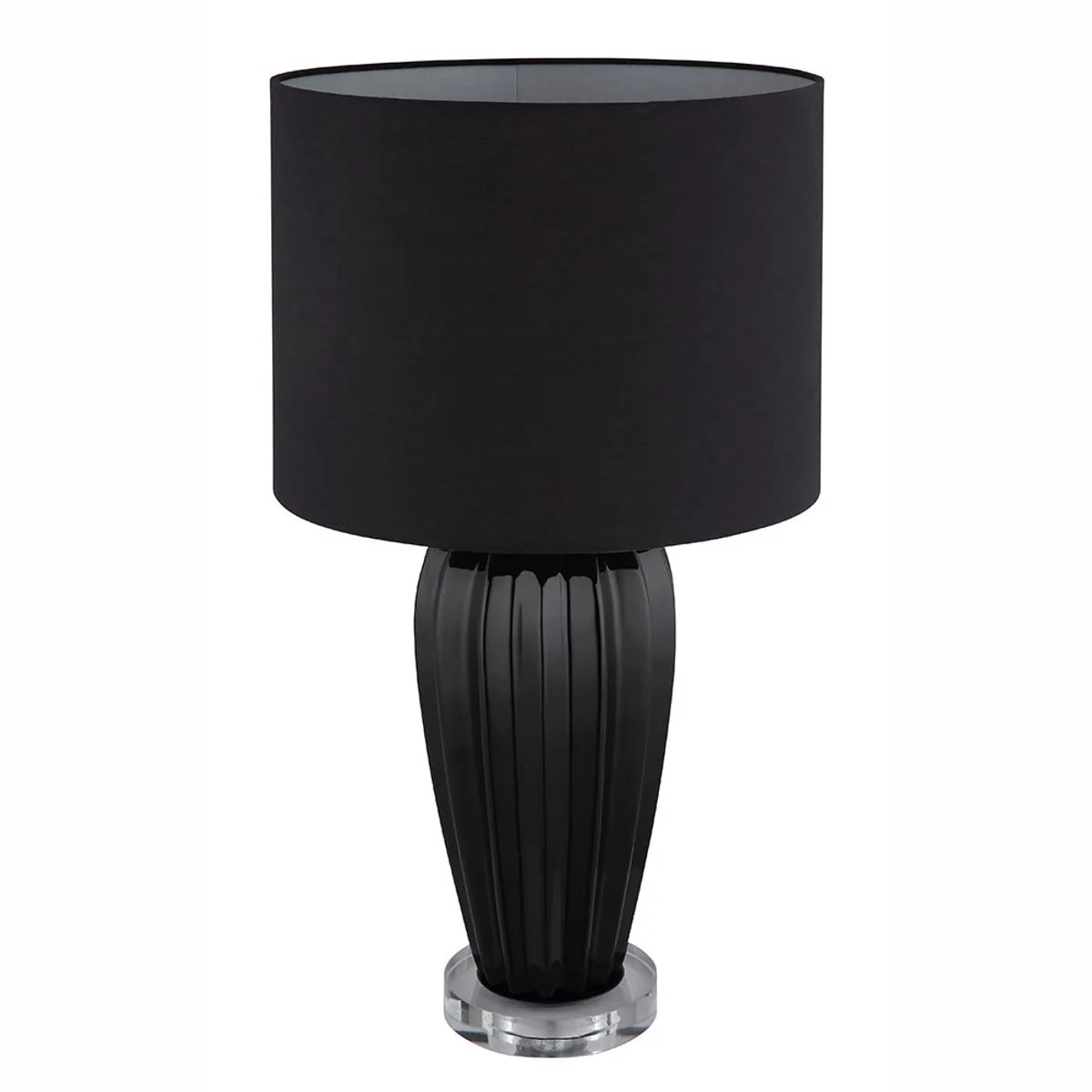 Tafellamp keramiek tafellamp textiel kap woonkamerlamp acryl transparant, snoerschakelaar, LED 9W 810Lm warm wit, DxH 33x59 cm van Globo in Zwart – productfoto