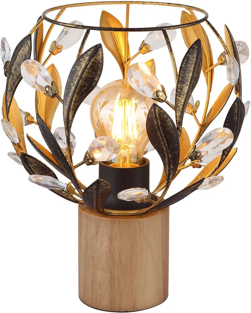 Tafellamp - MIKA - hout - Ø 20cm - E27 - 15759T fra Globo i Brun – produktbillede