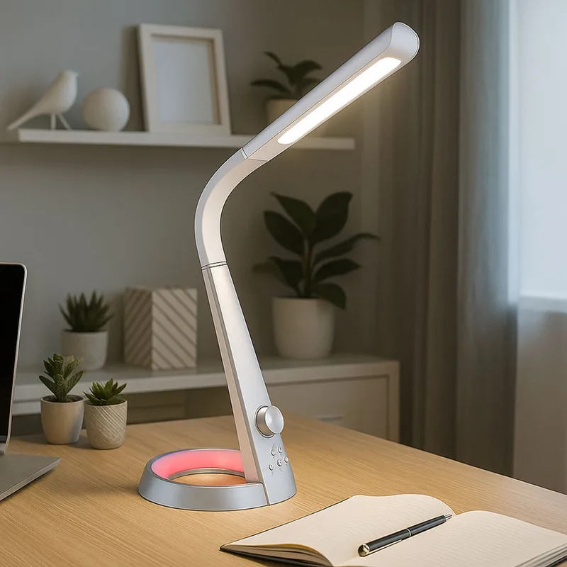 LED-bordslampa Mitti med USB-anslutning silver/vit från Globo i Silver – produktbild