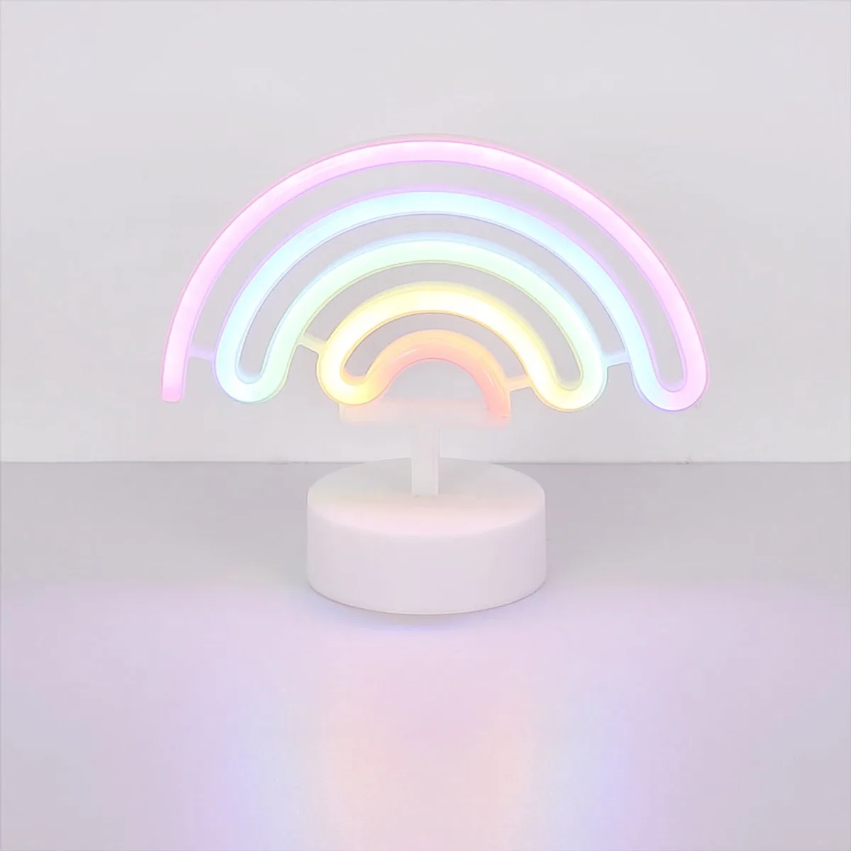 Tafellamp neonlamp regenboog kinderkamer neonlicht decoratieve lamp, kunststof, LED 2W, LxBH 22,5x10x19,5 cm, set van 2 von Globo in Weiß – Produktfoto