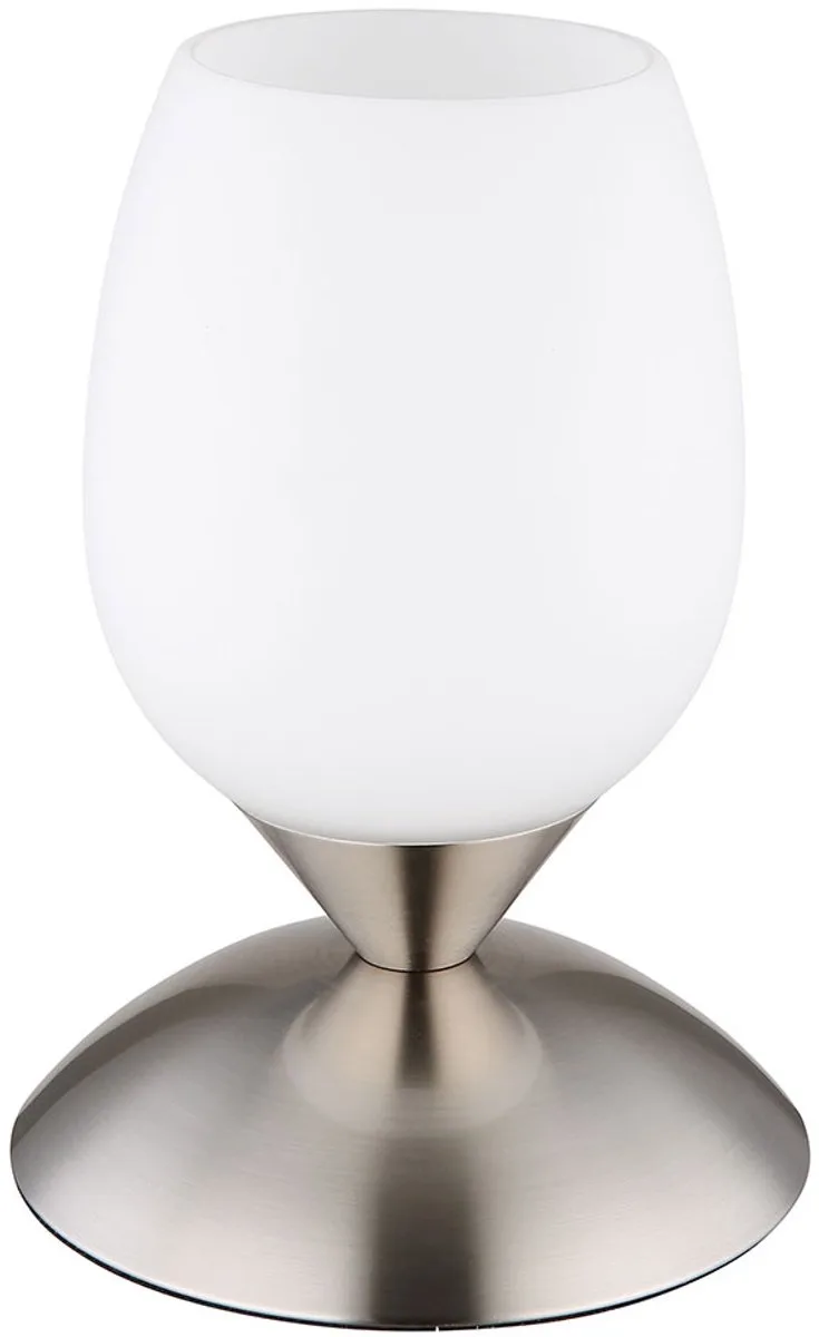 Tafellamp rook bedlamp tafellamp glas 1 flame touch, slaapkamer metaal glas, 1x E14 fitting, DxH 12,5x18 cm de Globo en Argent – photo produit