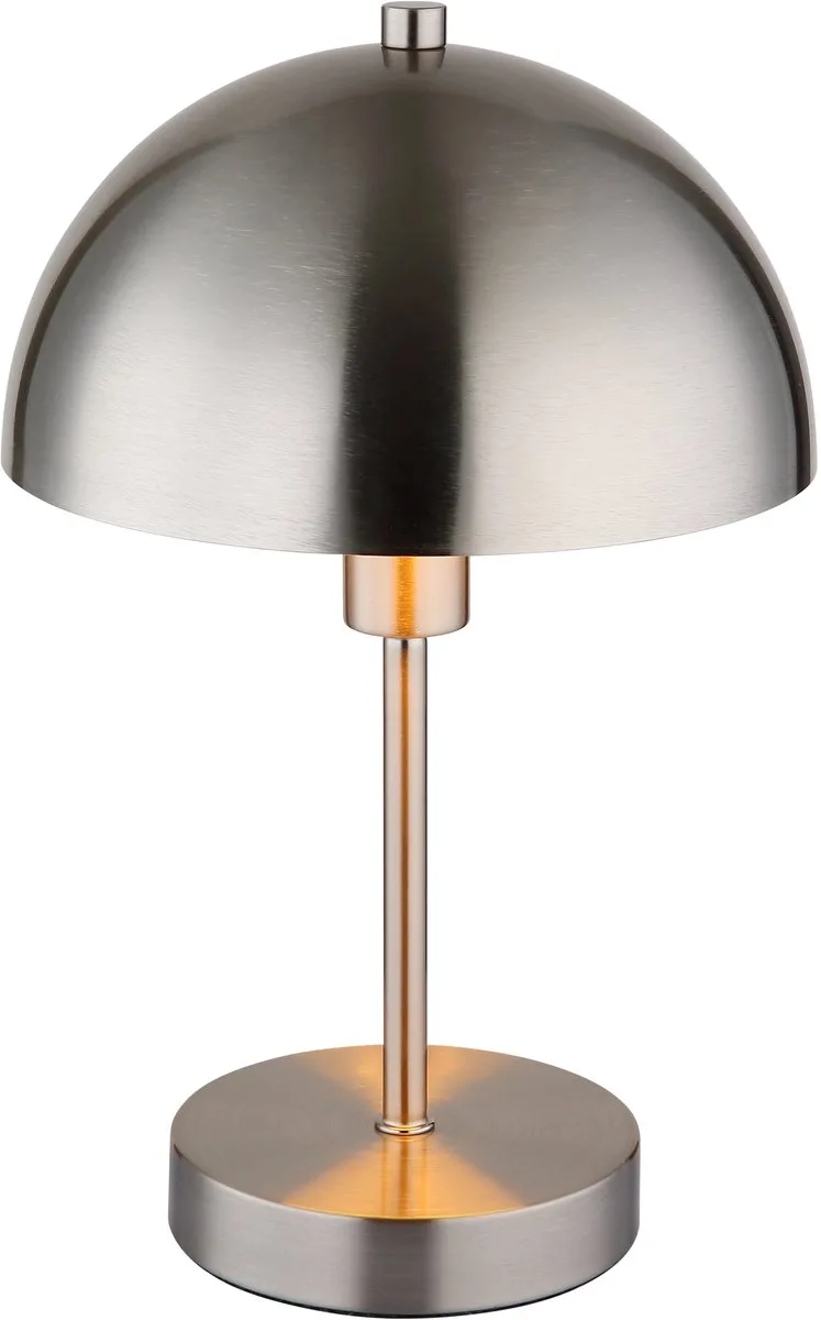 Tafellamp Slaapkamerlamp Paddestoellamp Leeslamp Bijzetlamp, metaal nikkel, E14 fitting, DxH 20x31 cm van Globo in Zilver – productfoto