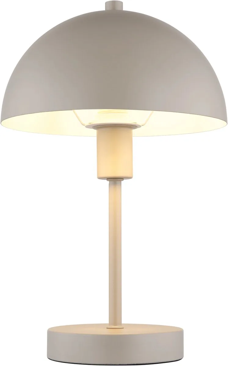 Tafellamp slaapkamerlamp paddestoellamp zandkleurige leeslamp bijzetlamp, metaal nikkel, E14 fitting, DxH 20x31 cm von Globo in Zand – Produktfoto