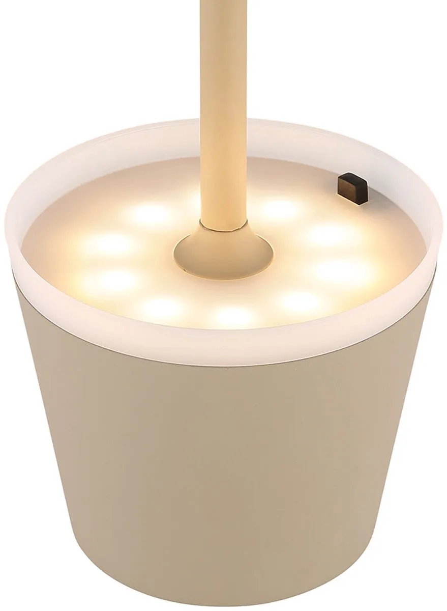 Tafellamp solarlamp buitenlamp zandkleurig terraslamp tafellamp balkon IP44 spatwaterdicht oplaadbare batterij , LED warm wit, DxH 11x41 cm by Globo in Beige – product photo
