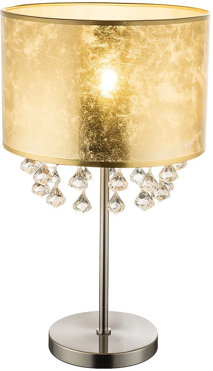 Tafellamp stoffen nachtlamp blad design kristallen vloerlamp in set inclusief LED lamp de Globo en Or – photo produit