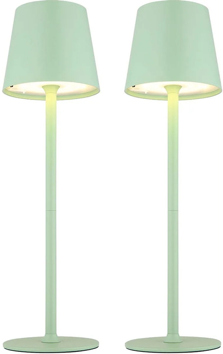 Tafellamp Tafellamp Buitenlamp Tuinlamp Patio lamp, metaal kunststof lichtgroen opaal, touchdimmer, LED 3W 130LM 3000K warm wit, set van 2 de Globo en Vert – photo produit
