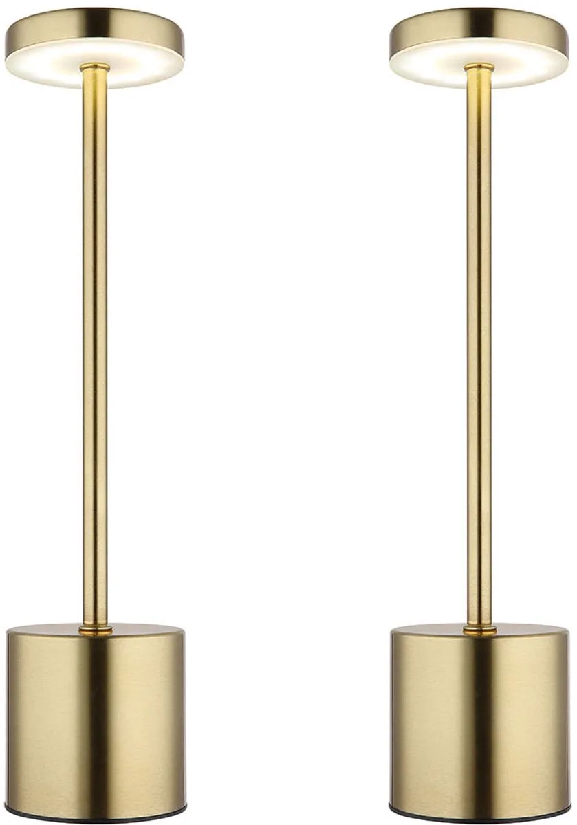 Tafellamp Tafellamp CCT oplaadbare batterij touchdimmer Leeslamp goudkleurig, metaal kunststof, 1,2W 138Lm 2700K 4500K 6000K, H 34 cm, set van 2 von Globo in Gold – Produktfoto