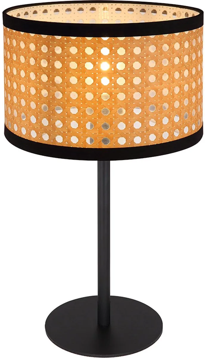 Tafellamp Tafellamp rond bamboelook, woonkamerlamp Bureaulamp Nachtlamp Metaal rond, E14 fitting, H 40 cm fra Globo i Sort – produktbillede