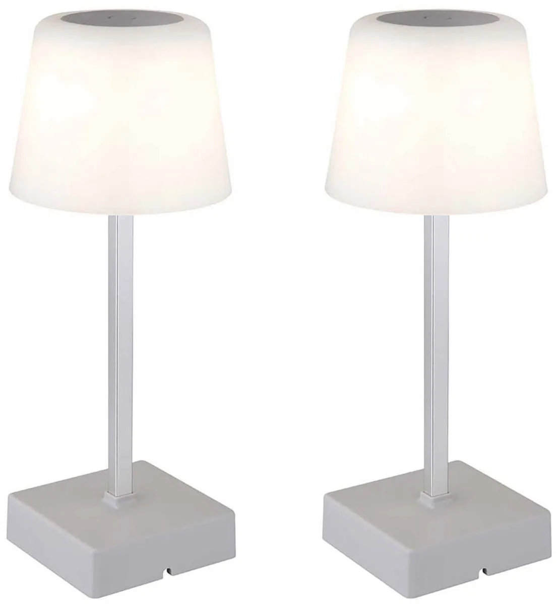 Tafellamp Tafellamp Woonkamerlamp Touchdimmer Oplaadbare bijzetlamp CCT LED aluminium kunststof, 2W 100Lm warm-koud wit, DxH 8,5x25,5 cm, set van 2 van Globo in Zilver – productfoto