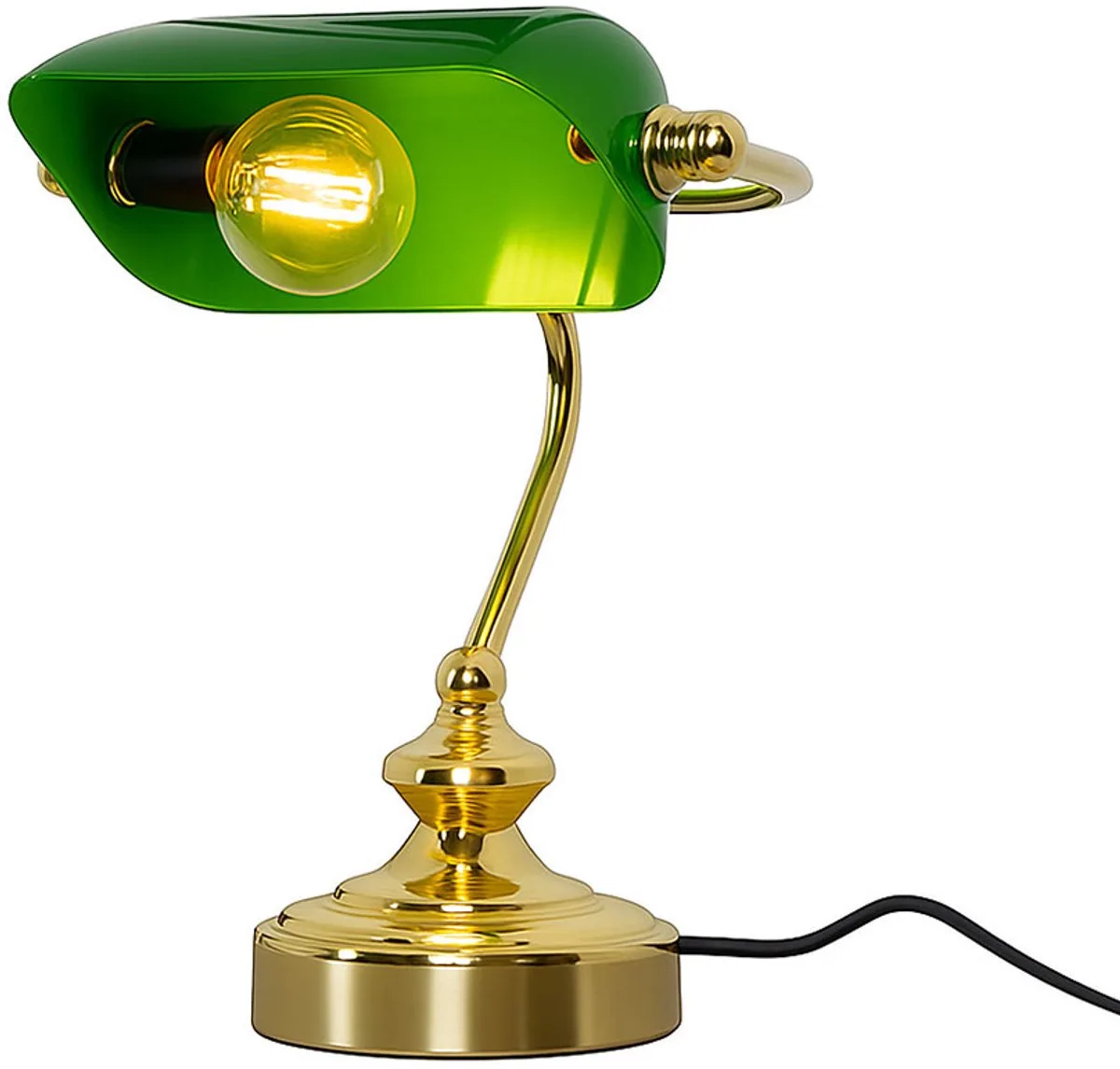 Tafellamp verplaatsbare banklamp messing bureaulamp vintage, metaal acryl, 1x LED 4W 350Lm warm wit, LxBxH 19x16,5x24 cm de Globo en Vert – photo produit