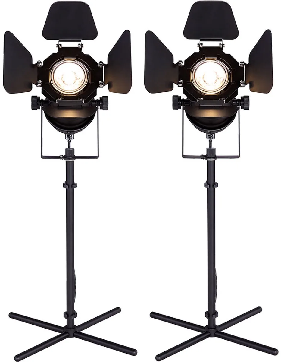 Tafellamp verstelbaar bedlamp slaapkamer leeslamp zwart tafel, metaal, 1x GU10 fitting, LxBxH 27,5x24x48,5 cm, set van 2 by Globo in White – product photo