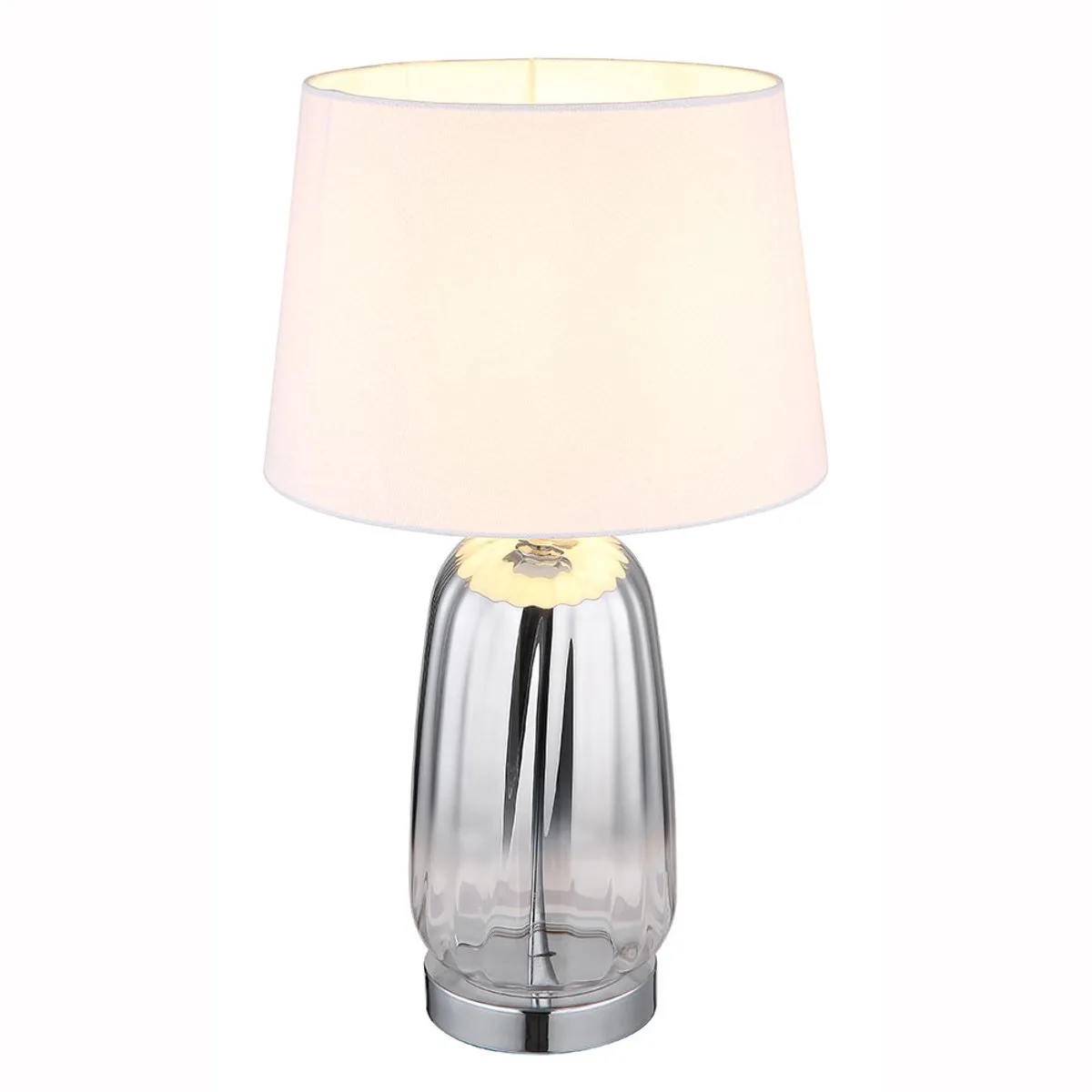 Tafellamp woonkamerlamp tafellamp bedlamp bijzetlamp, metaal glas textiel verchroomd, LED 7W 560Lm warm wit, H 52 cm de Globo en Argent – photo produit