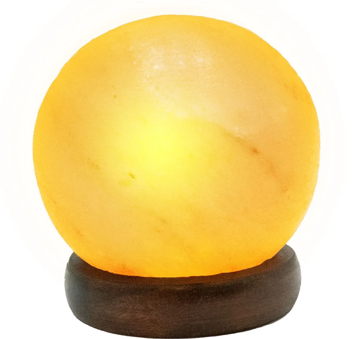 Tafellamp zout kristal lamp houten voet tafellamp hout zout steen decoratieve lamp, USB, LED 5W, DxH 8,9x10,2 cm från Globo i Orange – produktbild