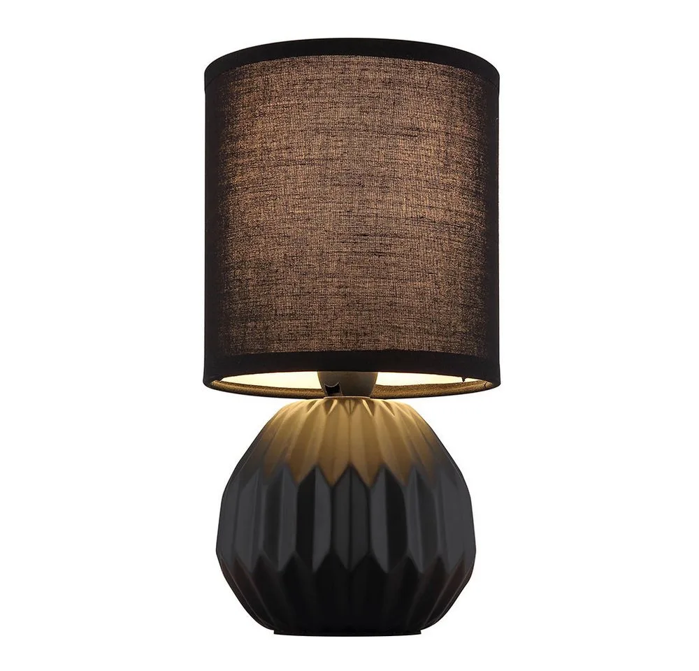 Tischleuchte, Leuchtmittel nicht inklusive, Tischlampe Tischleuchte Nachttischlampe Keramik Textil H 23 cm von Globo in Schwarz – Produktfoto