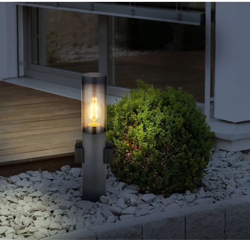 Tuinlamp Boston met stopcontact - 3158SAK van Globo in Antraciet – productfoto