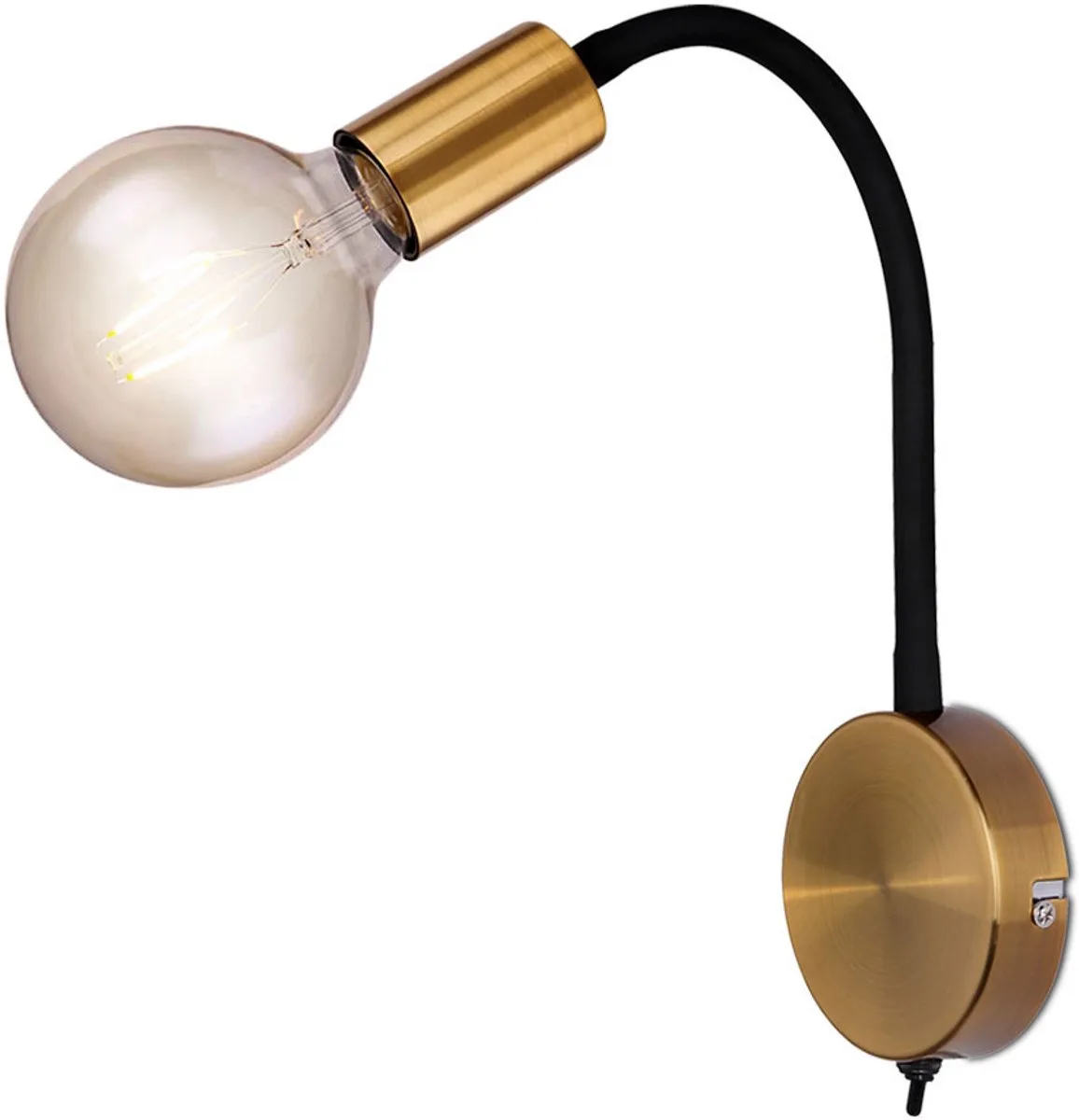 Vintage wandlamp slaapkamer logeerkamerlamp Flexo verplaatsbaar GOLD in set incl. LED lamp de Globo en Noir – photo produit