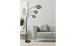 Vloerlamp GIUSEPPE Glas 165.0cm Matt zwart | Smoked E27 2-Lichts by Globo in SmokedMatt zwart – product photo 3 of 3