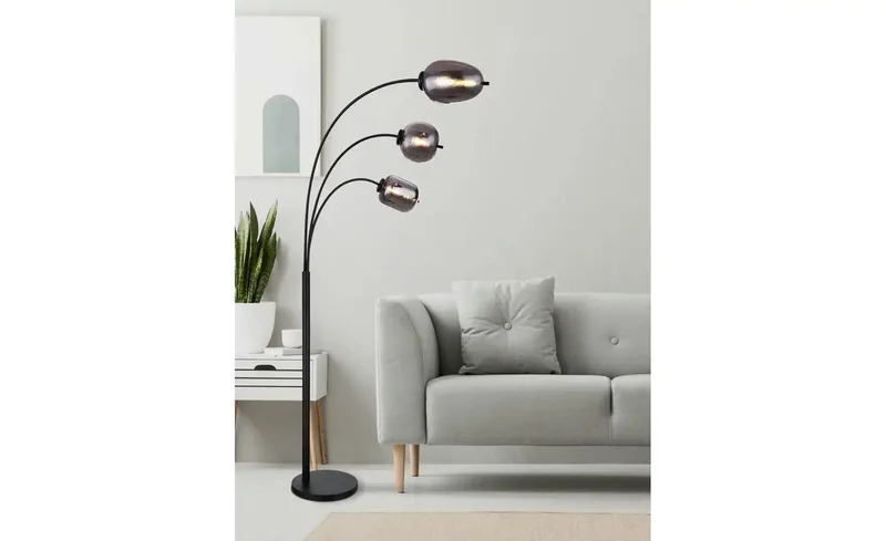 Vloerlamp GIUSEPPE Glas 165.0cm Matt zwart | Smoked E27 2-Lichts by Globo in SmokedMatt zwart – product photo 3 of 3