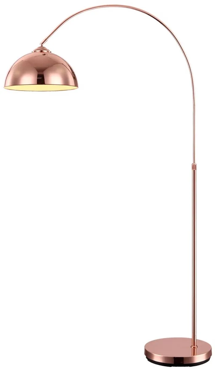 Vloerlamp globe booglamp metalen vloerlamp gebogen woonkamer in hoogte verstelbaar, kap beweegbaar, 1x E27, H 141-196 cm by Globo in Copper – product photo