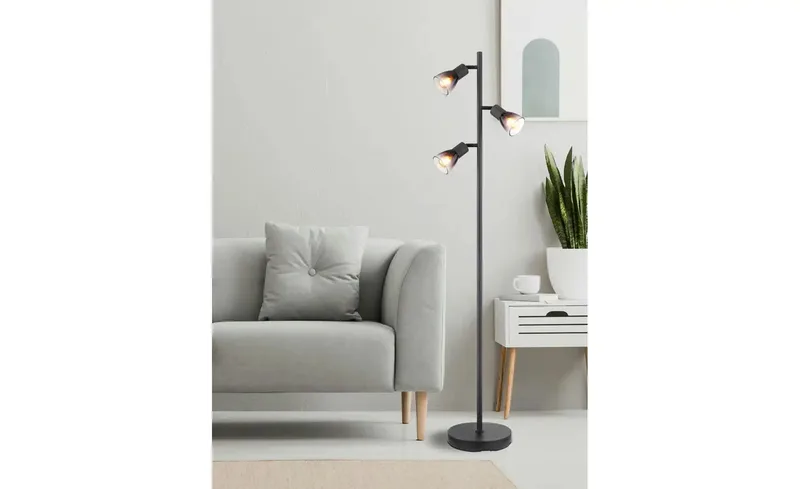 Vloerlamp LAVUS Glas 165.0cm Matt | Gekleurd E27 3-Lichts van Globo in Zwart – productfoto 3 van 3