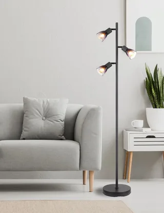 Vloerlamp LAVUS Glas 165.0cm Matt | Gekleurd E27 3-Lichts van Globo in Zwart – productfoto 1 van 3