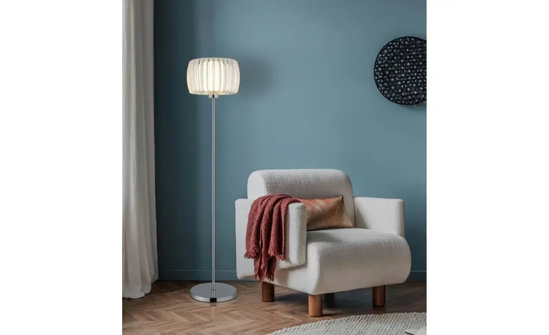 Vloerlamp Maribel, hoogte 150 cm, chroom/transparant, kunststof fra Globo i Krom, Helder, Opaal – produktbillede 2 af 3
