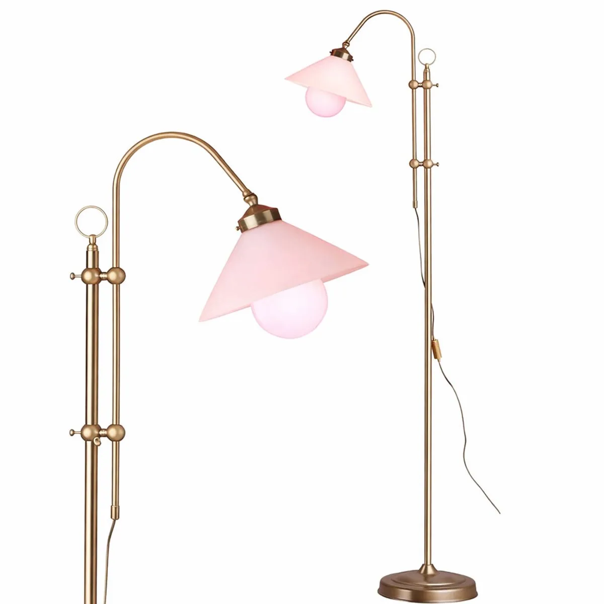Vloerlamp met afstandsbediening In hoogte verstelbare vloerlamp Booglamp dimbaar, metaal antiek snoerschakelaar, 8,5W 806Lm warm wit, H 145-170 cm de Globo en Laiton – photo produit