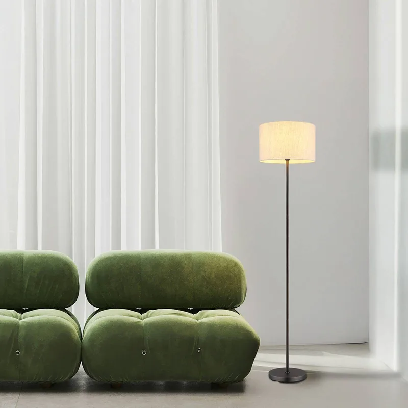 Vloerlamp Thea, crème/matzwart, linnen, hoogte 160 cm von Globo in Creme, Mat zwart – Produktfoto