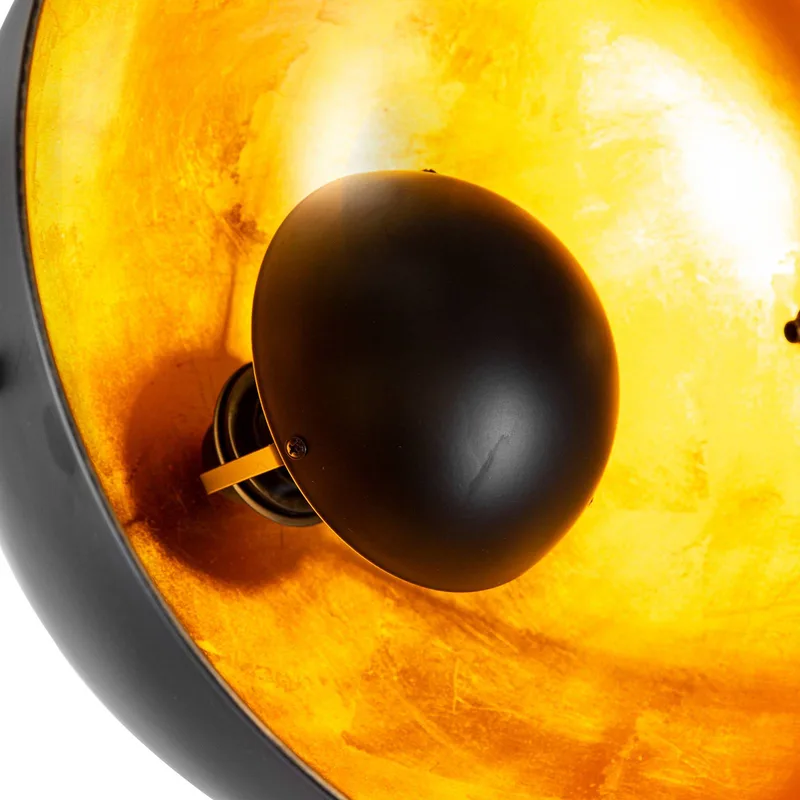 Vloerlamp Timo, zwart/goud, metaal, 153 cm hoog, E27 von Globo in Schwarz, Gold – Produktfoto