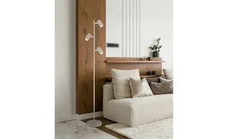 Vloerlamp vloerlamp 3 lampen zwenkbare vloerlamp woonkamer zandkleur wit 3 vlammen, metaal, 3x GU10, DxH 23x154 cm van Globo in Zand – productfoto 2 van 3