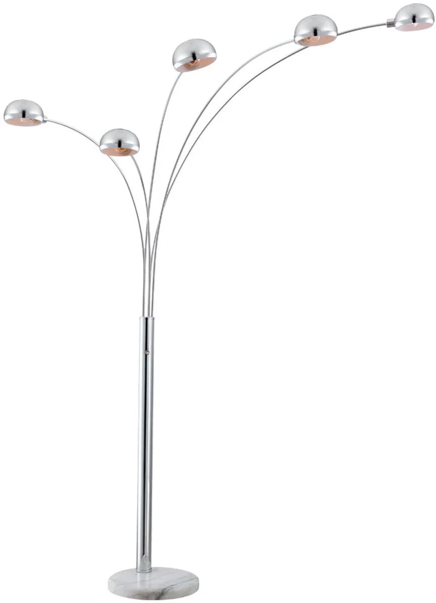 Vloerlamp vloerlamp chroom woonkamer modern met marmeren voet metaal, 5x E14, LxBxH 130x120x200 cm van Globo in Zilver – productfoto